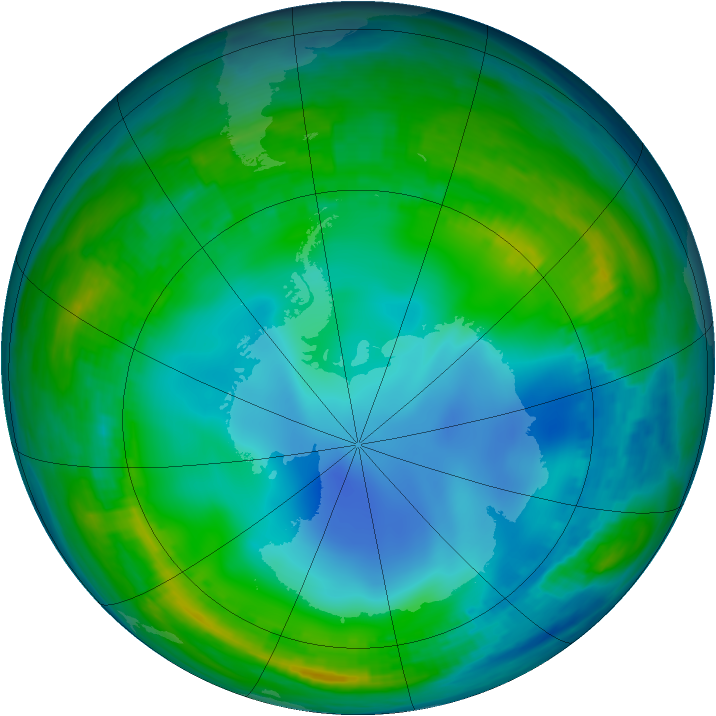 Antarctic ozone map for 01 June 1987